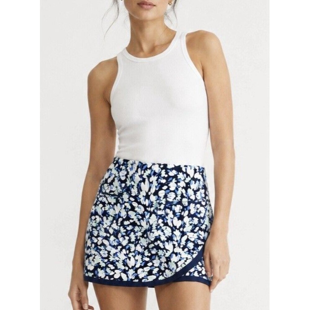 Lady Hagen Pull On Wrap Skort Women’s Small Navy Floral Tummy Control Golf 17”
